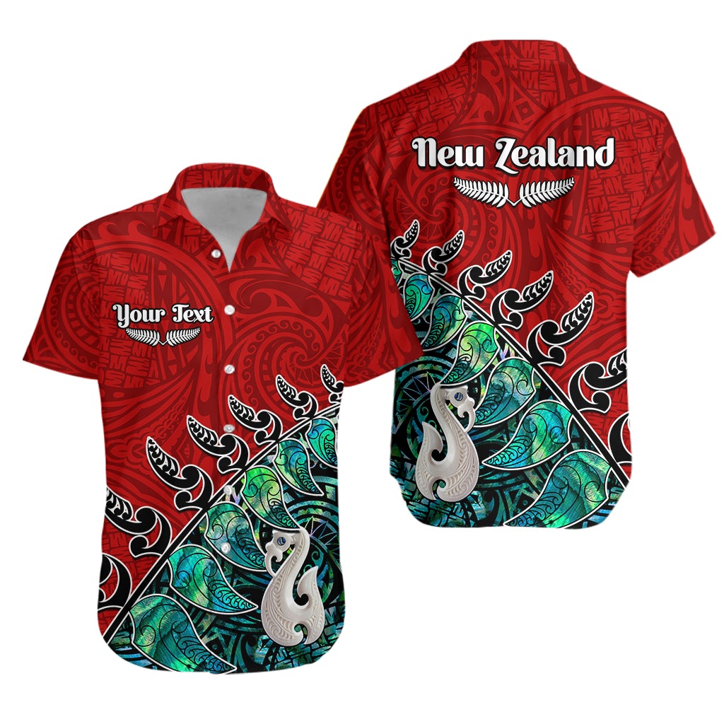 Custom Personalised New Zealand Maori Hawaiian Shirt Fern and Manaia Version Red