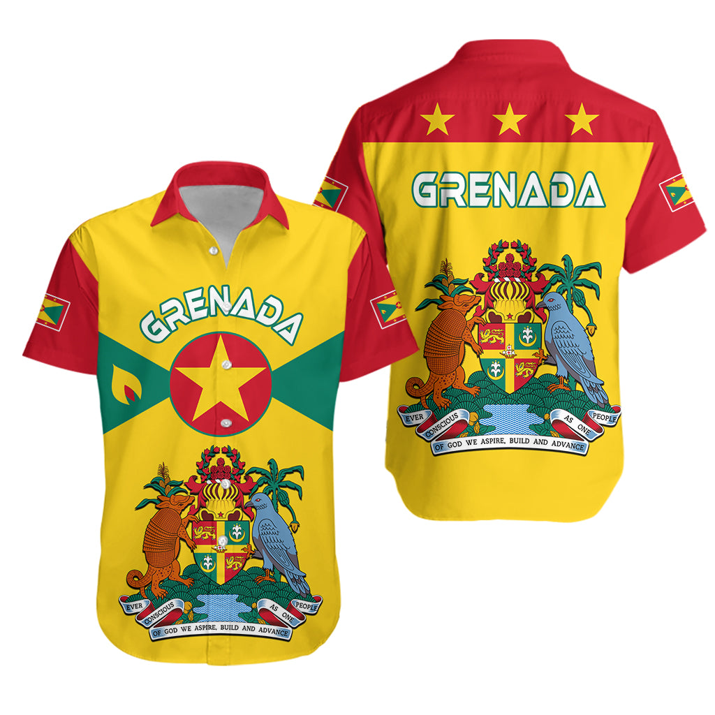 Grenada Hawaiian Shirt Power Grenada Mix Coat of Arms