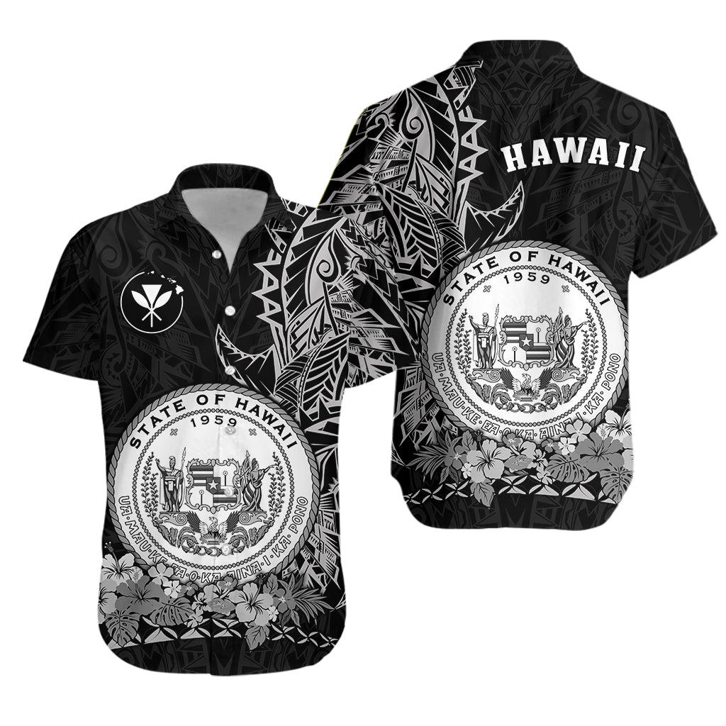 Hawaiian Polynesian Hawaiian Shirt White Seal of Hawaii