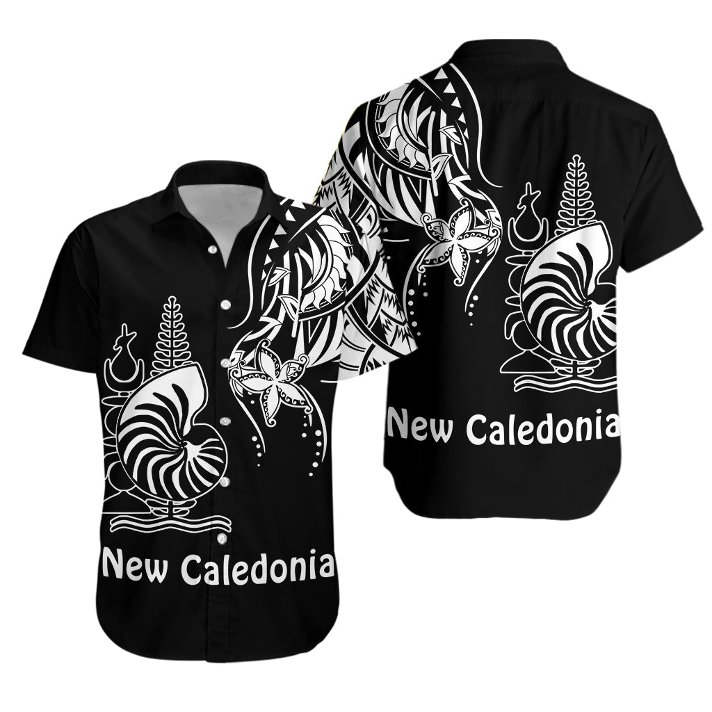 New Caledonia Hawaiian Shirt Emblem Nautilus Shell Version Black