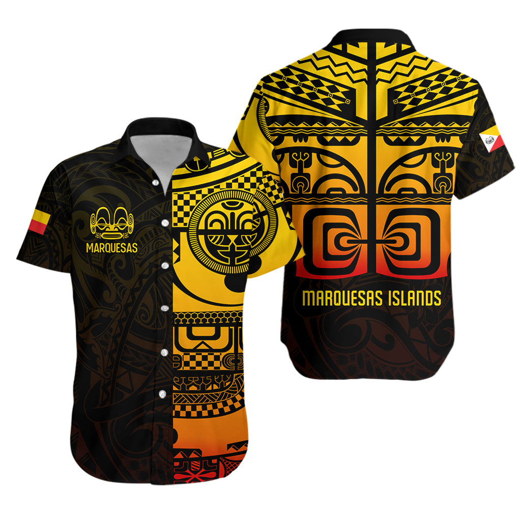 Marquesas Islands Tiki Hawaiian Shirt Gradient Marquesan Tattoo