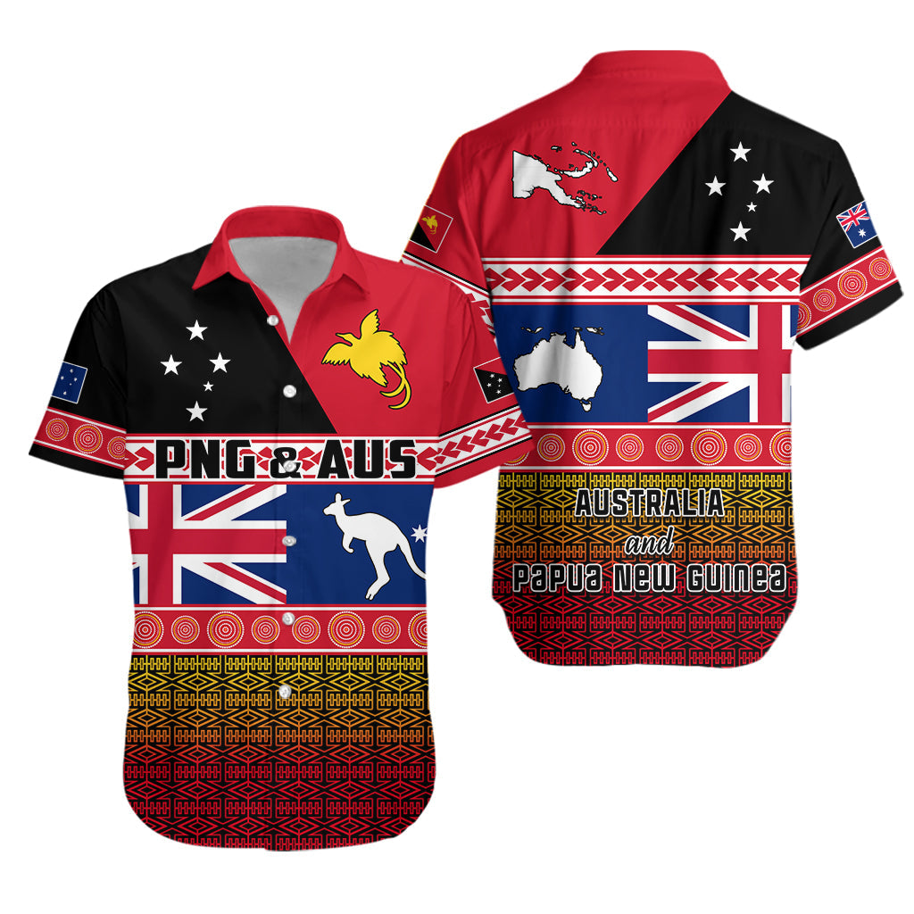 Papua New Guinea and Australia Hawaiian Shirt Polynesian PNG and AUS