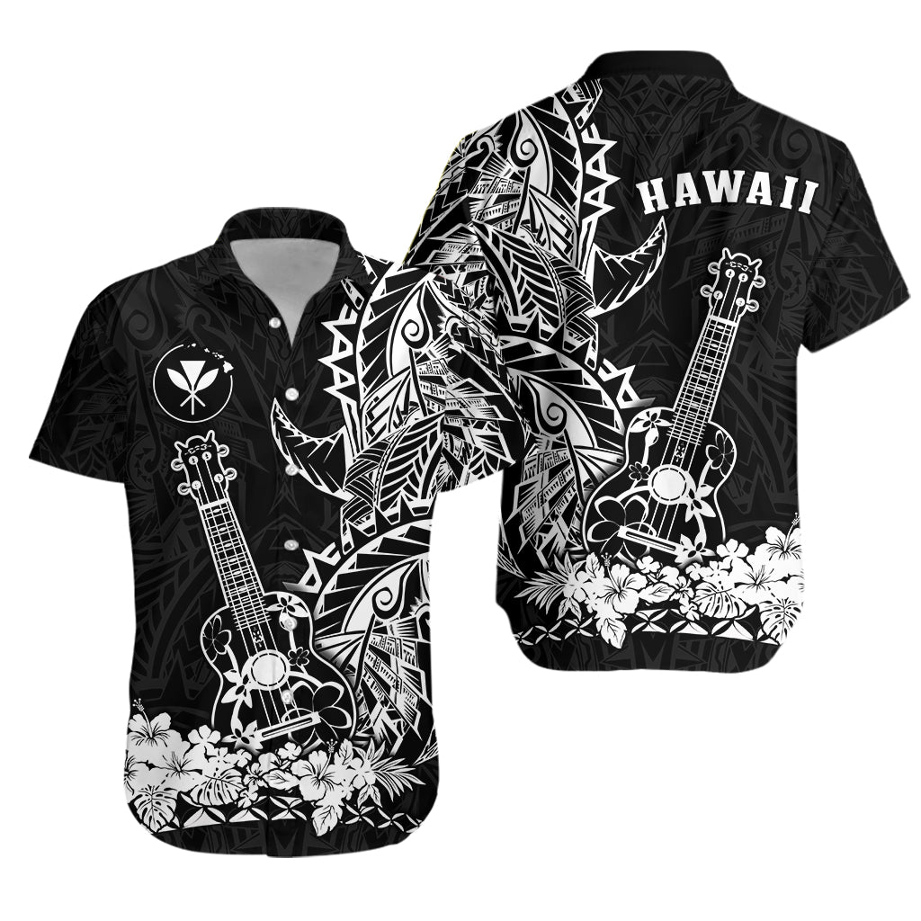 Hawaii Polynesian Hawaiian Shirt White Ukulele
