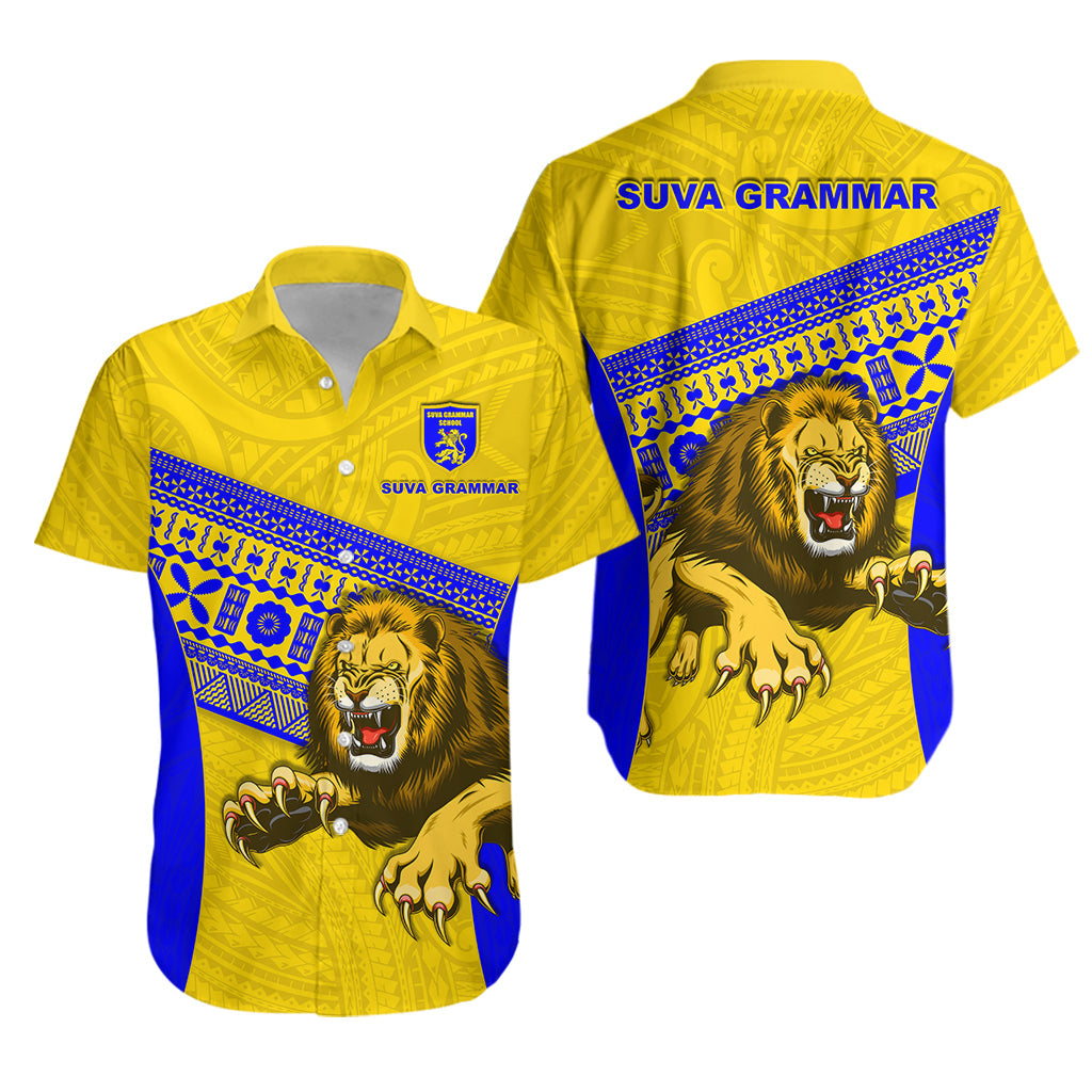 Suva Grammar Fashion Hawaiian Shirt Fiji School Version Lion Gold