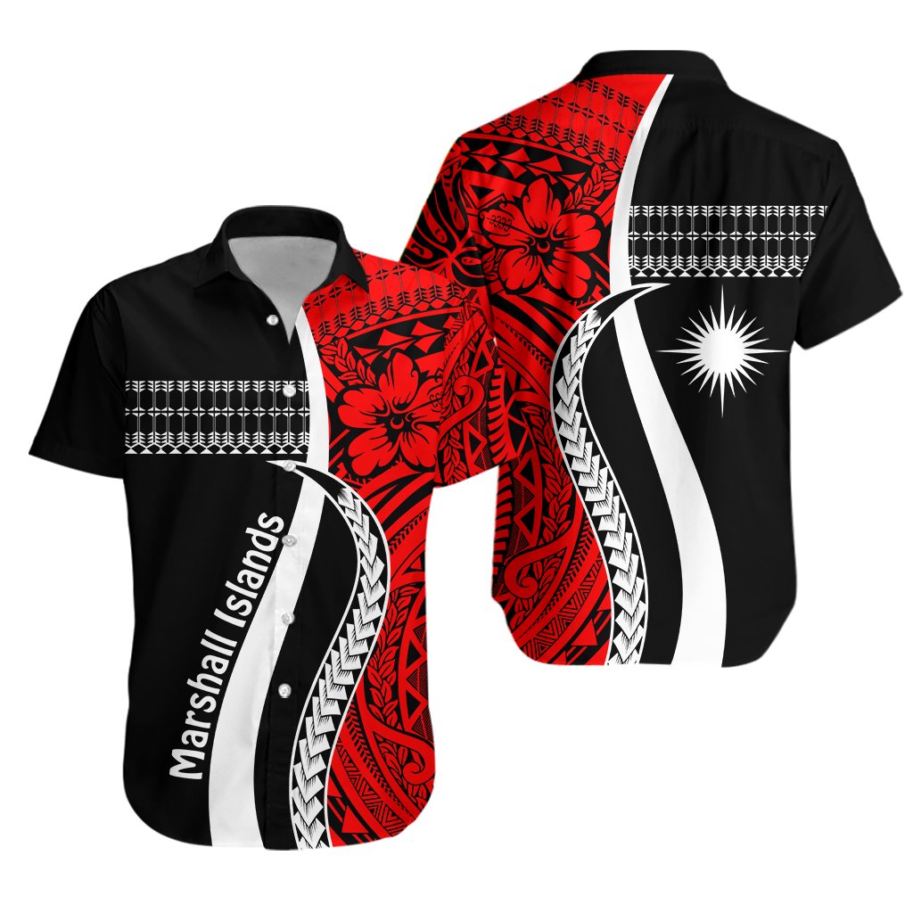 Marshall Islands Hawaiian Shirt Simple Pattern Version Red
