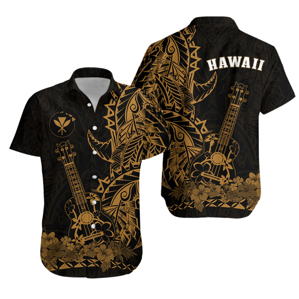 Hawaii Polynesian Hawaiian Shirt Ukulele Gold