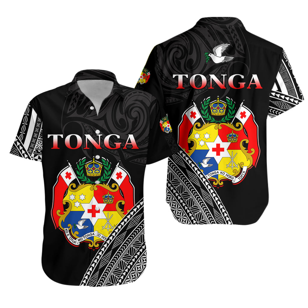 Tonga Hawaiian Shirt Tongan Pattern Blithesome Version Black