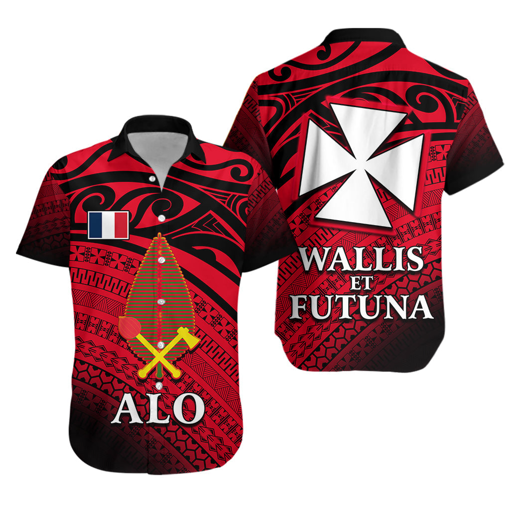Alo Chiefdom Wallis et Futuna Hawaiian Shirt Polynesian Pattern and Flag