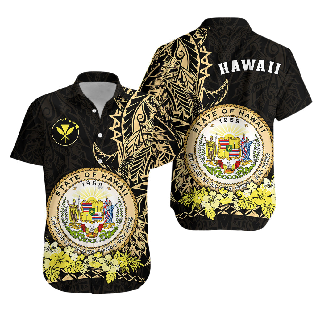 Hawaiian Polynesian Hawaiian Shirt Gold Seal of Hawaii