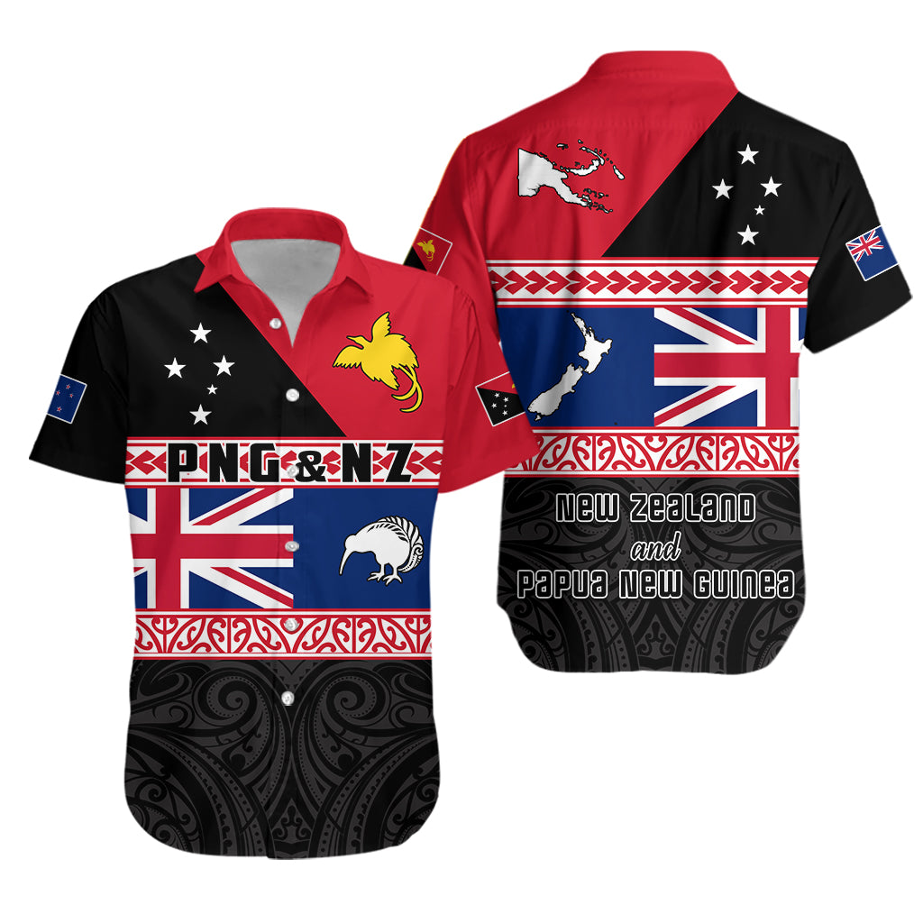 Papua New Guinea and New Zealand Hawaiian Shirt Maori PNG and NZ