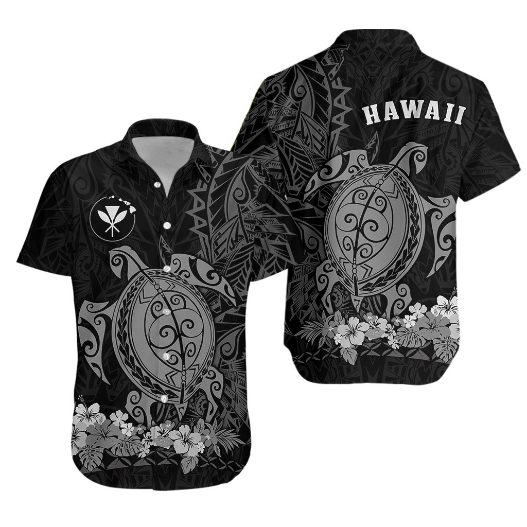 Hawaii Polynesian Hawaiian Shirt Gray Sea Turtles Hawaiian