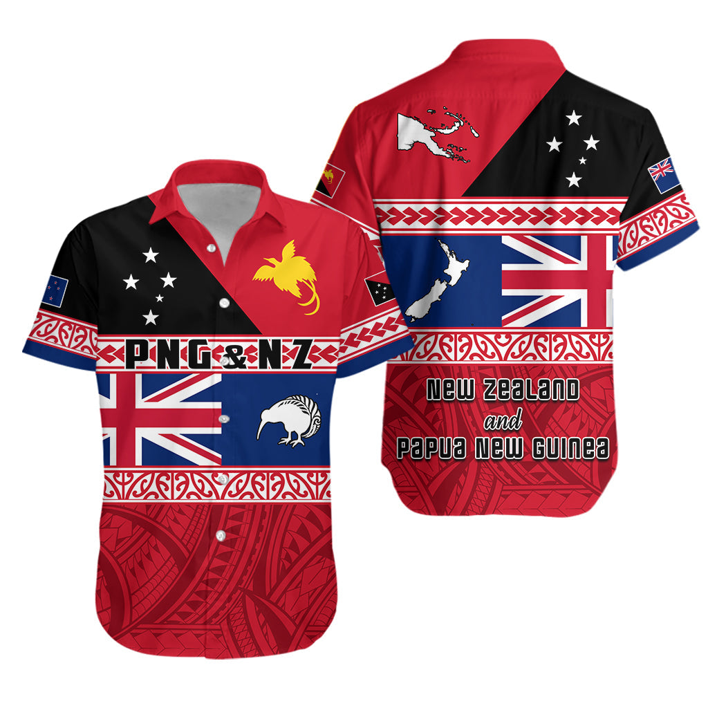 Papua New Guinea and New Zealand Hawaiian Shirt Polynesian PNG and NZ