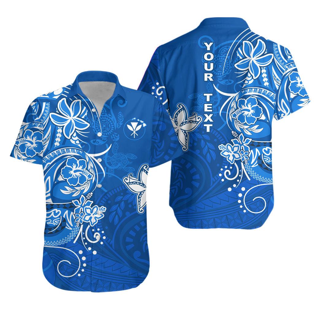 Custom Personalised Hawaii Hawaiian Shirt Polynesia Blue Sea Turtle Honu and Map