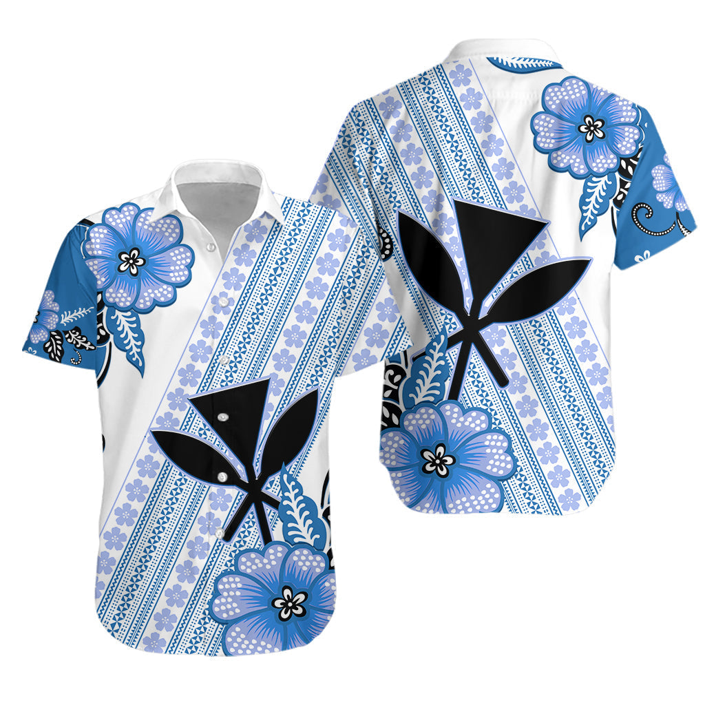 Hawaii Hawaiian Shirt Kakau Tribal Blue Batik Floral Ver.02