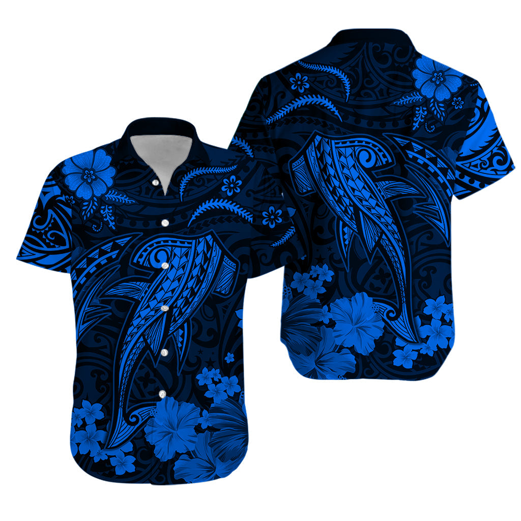 Hawaii Hawaiian Shirt Polynesia Blue Shark