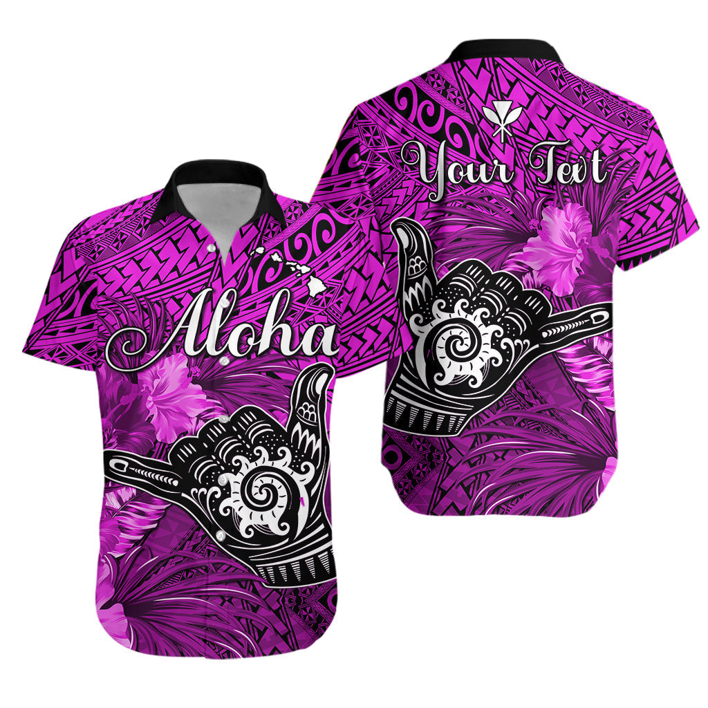 Custom Personalised The Shaka Hawaii Hawaiian Shirt Tropical Flowers Purple Version