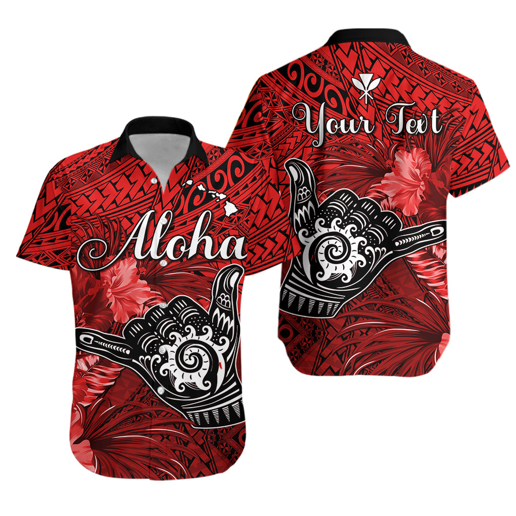 Custom Personalised The Shaka Hawaii Hawaiian Shirt Tropical Flowers Red Version