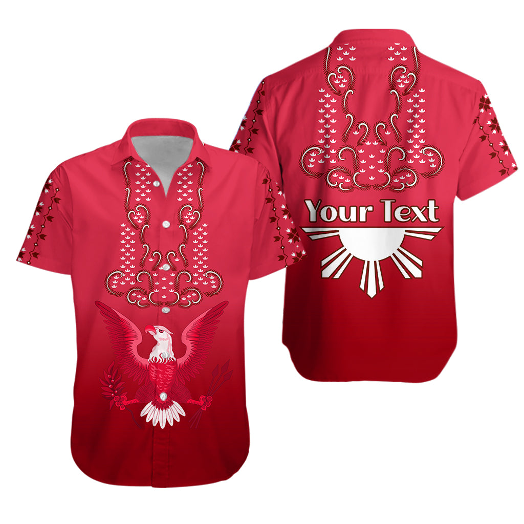 Custom Personalised Philippines Hawaiian Shirt Sun Filipino Red Barong