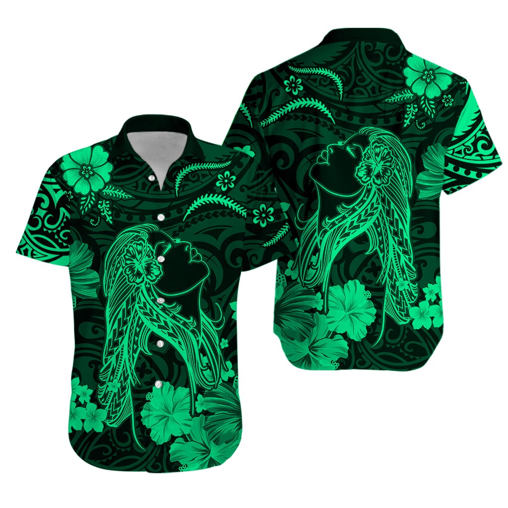 Hawaii Hawaiian Shirt Polynesia Green Beautiful Hula Girl