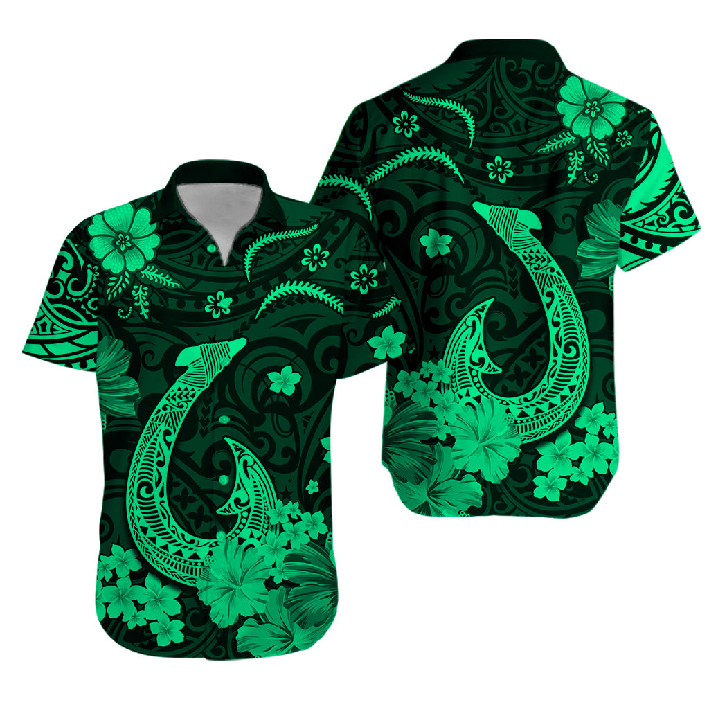 Hawaii Hawaiian Shirt Polynesia Green Fish Hook