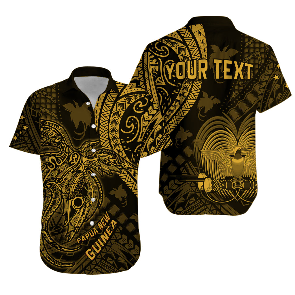 Custom Personalised Papua New Guinea Hawaiian Shirt Raggiana Birds Of Paradise Gold