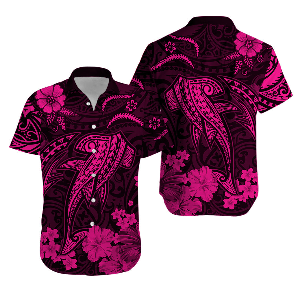 Hawaii Hawaiian Shirt Polynesia Pink Shark