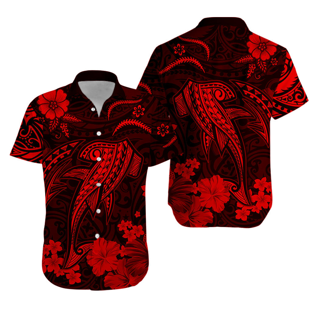 Hawaii Hawaiian Shirt Polynesia Red Shark