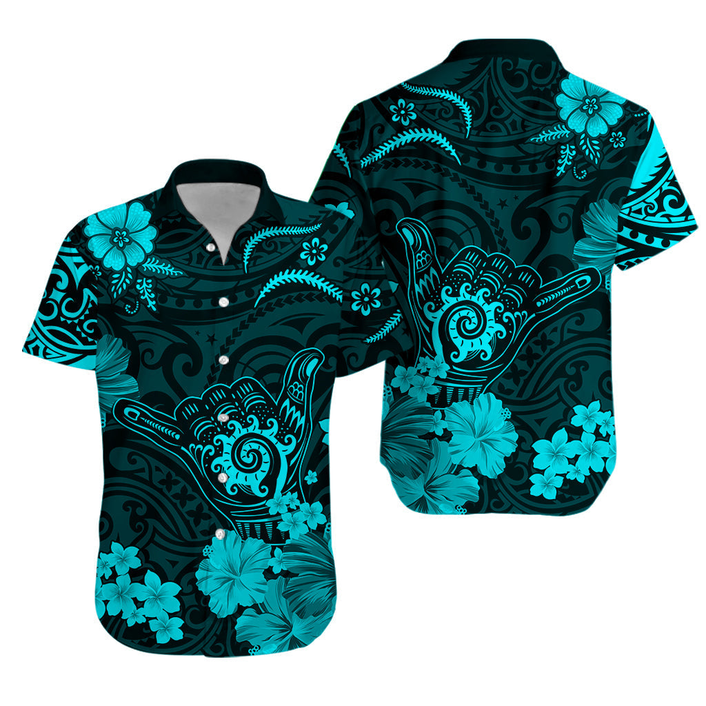 Hawaii Hawaiian Shirt Polynesia Turquoise Cool Shaka Sign