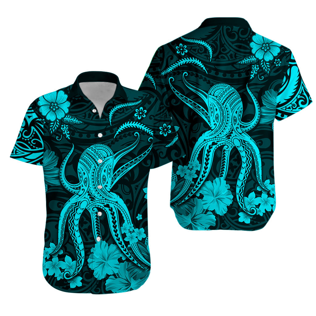 Hawaii Hawaiian Shirt Polynesia Turquoise Octopus