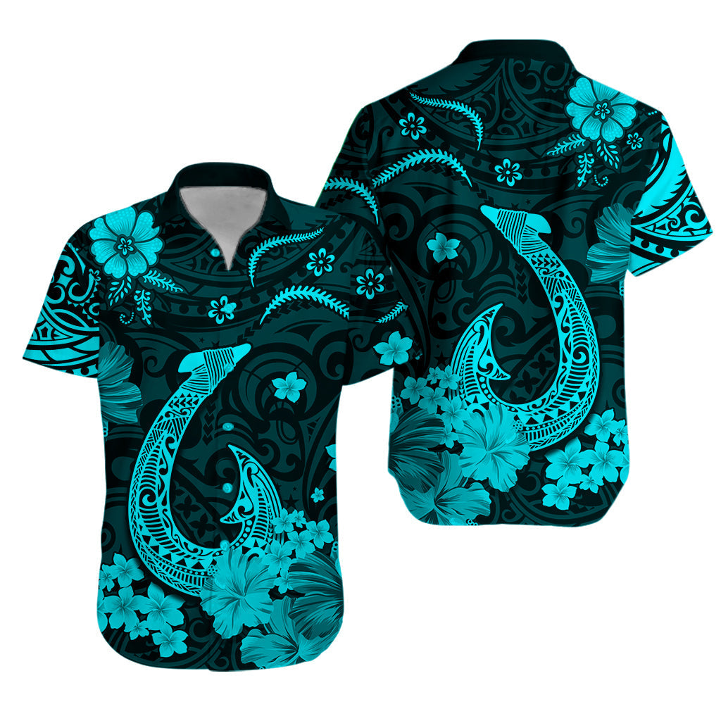 Hawaii Hawaiian Shirt Polynesia Turquoise Fish Hook