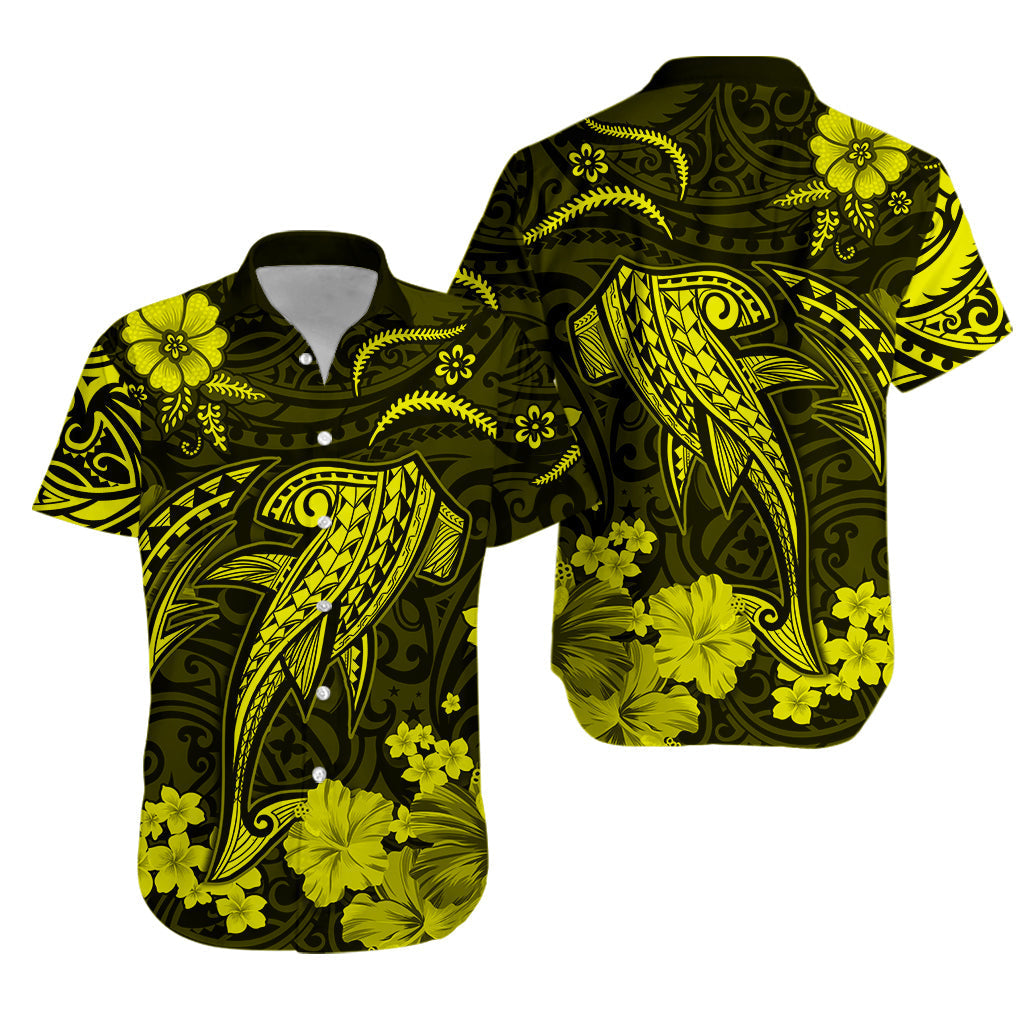 Hawaii Hawaiian Shirt Polynesia Yellow Shark