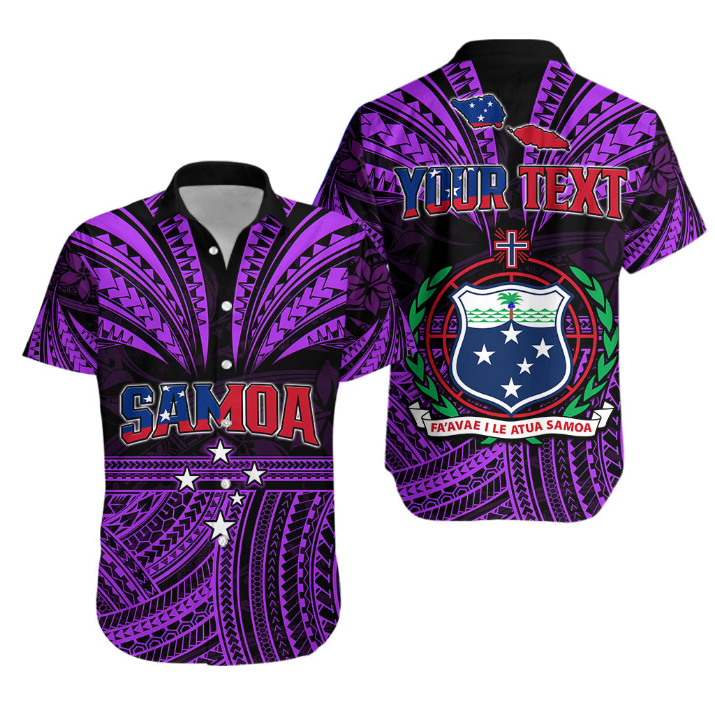 Custom Personalised Samoa Tatau Hawaiian Shirt Purple Polynesian Proud Samoan