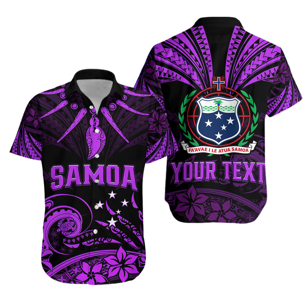 Custom Personalised Samoa Tatau Hawaiian Shirt Purple Polynesian Ula Nifo