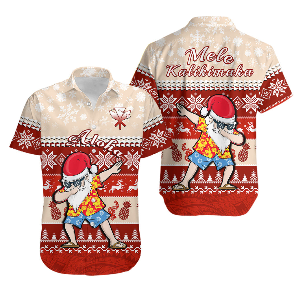 Hawaii Mele Kalikimaka Hawaiian Shirt Dabbing Santa Red Merry Christmas