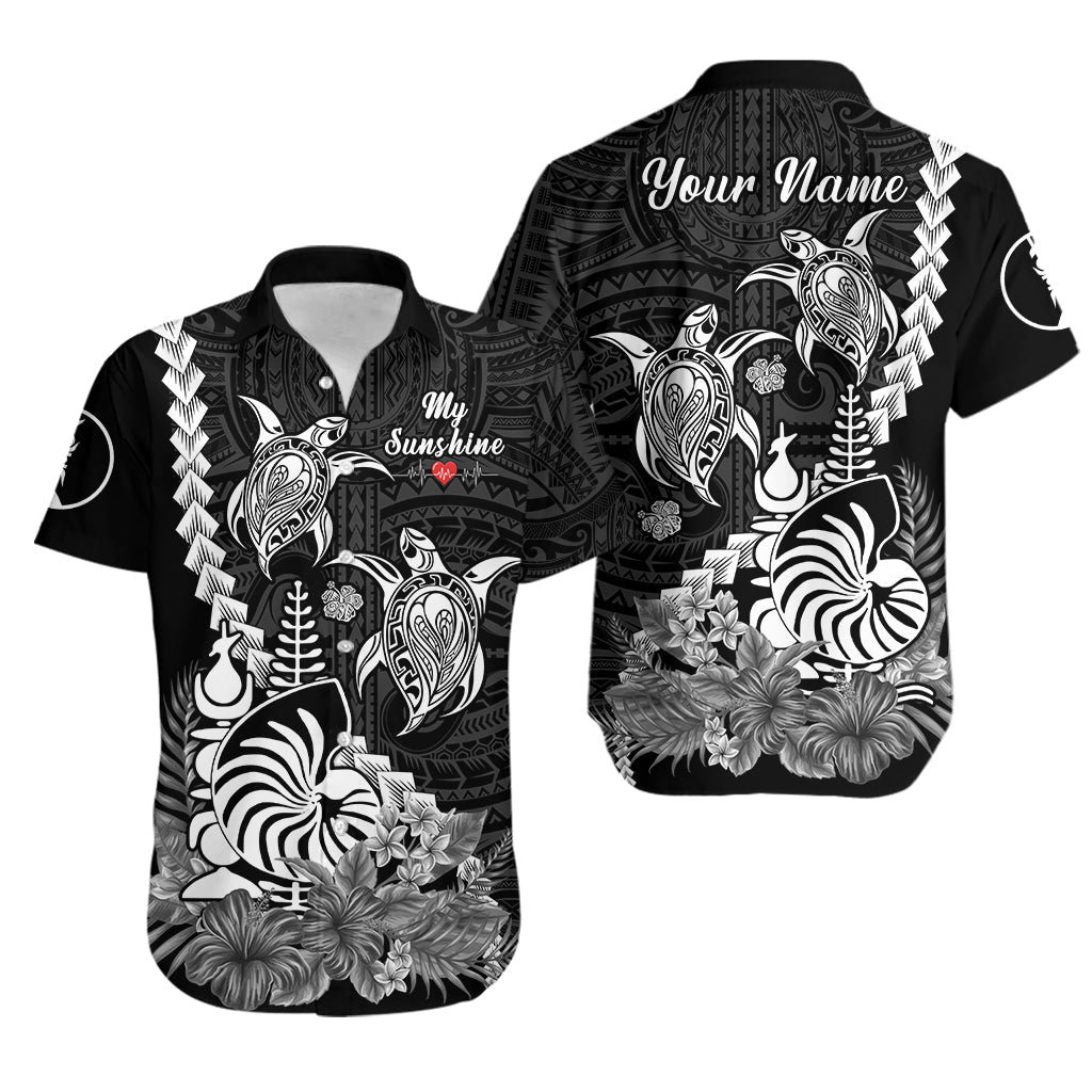 (Custom Personalised) Matching Outfits For Couples New Caledonia Valentine Couple Dress And Hawaiian Shirt My Sunshine Polynesia Turtle Black