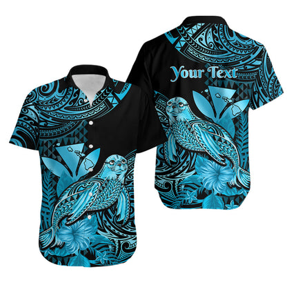 (Custom Personalised) Hawaii Couple Outfits Hawaii Monk Seal Combo Dress And Hawaiian Shirt Kakau With Kanaka Turquoise