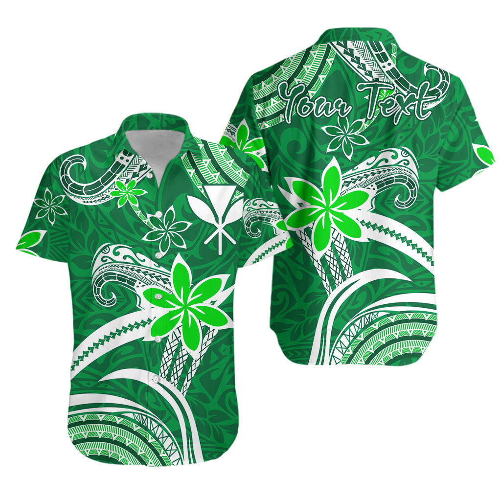 Custom Personalised Hawaii Flowers Wave Hawaiian Shirt Kanaka Maoli Green Polynesian