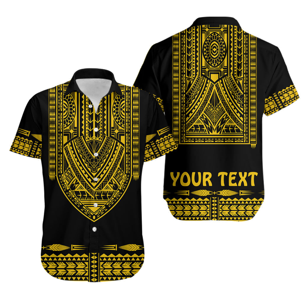 Custom Personalised Polynesian Hawaiian Shirt Dashiki With Polynesian Tattoo Royal Golden Version