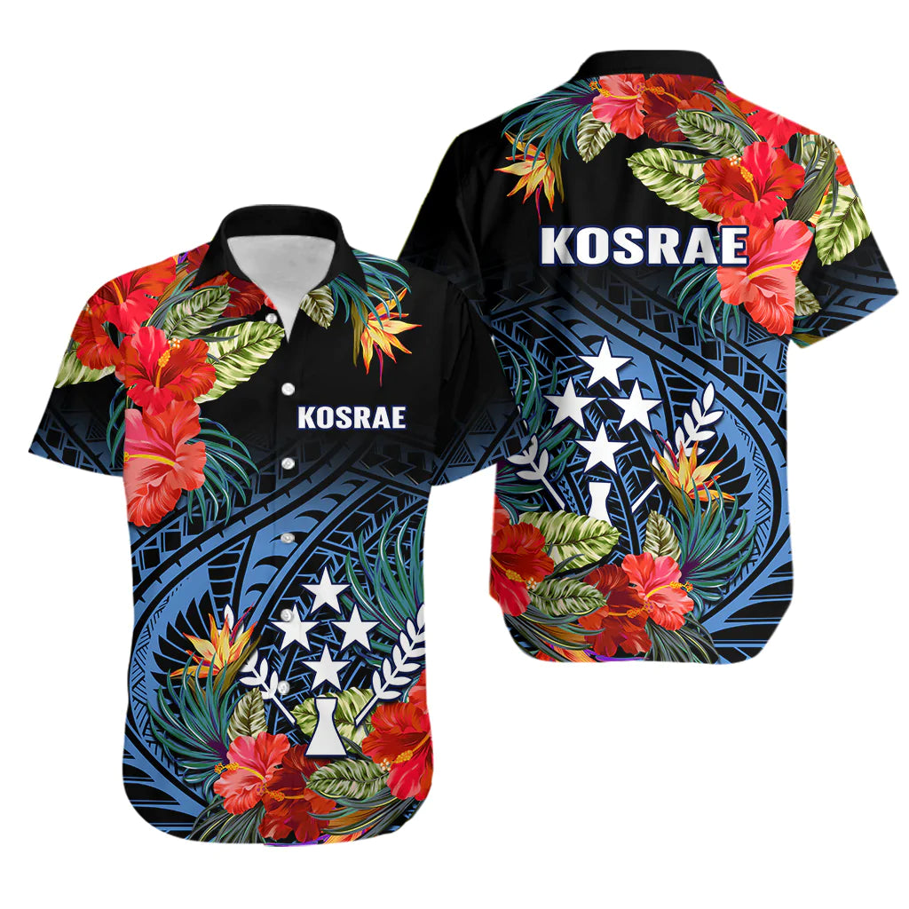 Kosrae State Hawaiian Shirt FSM Hibiscus Flowers Mix Polynesian