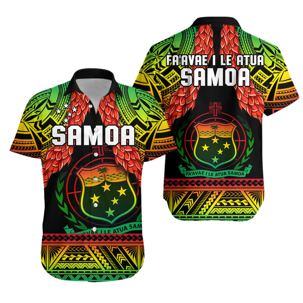 Samoa Rugby Hawaiian Shirt Teuila Torch Ginger Gradient Style