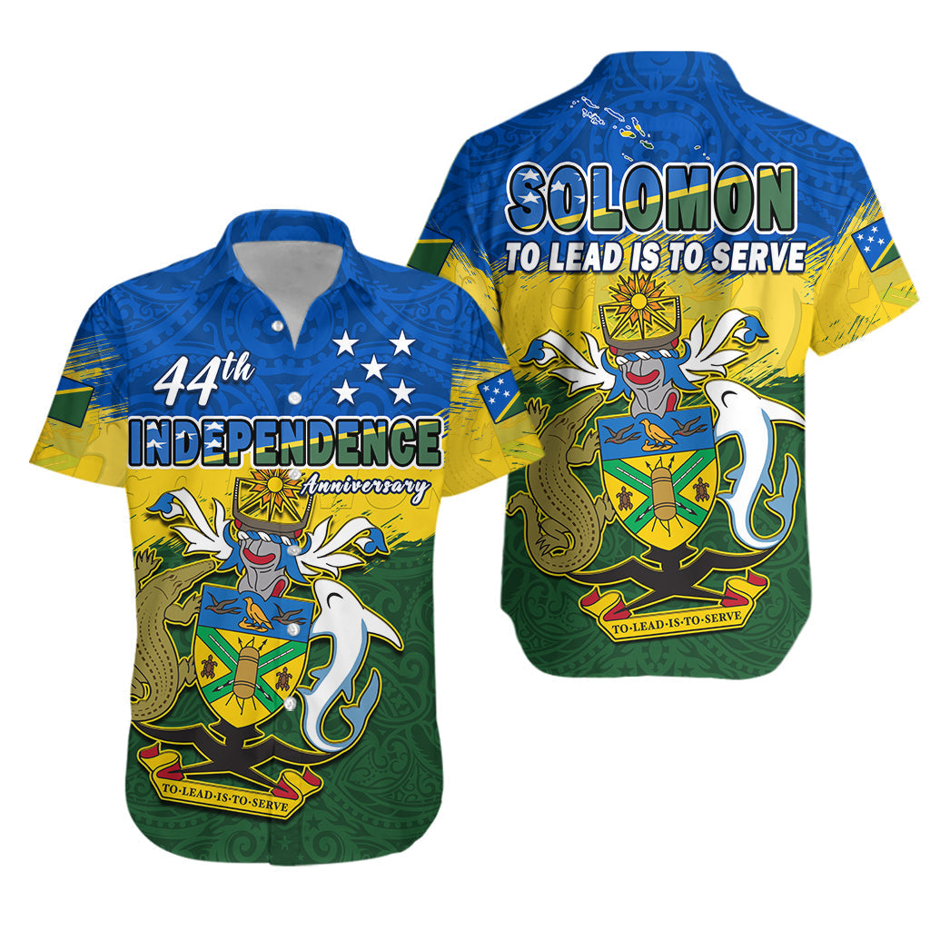 Solomon Islands Hawaiian Shirt Happy 44th Independence Anniversary Polynesian Pattern