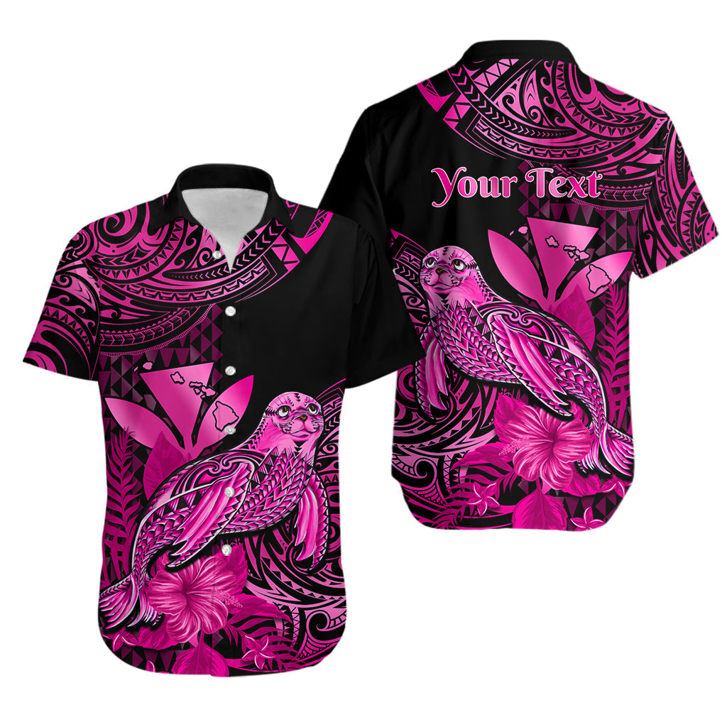 (Custom Personalised) Matching Clothes For Couples Hawaii Monk Seal Combo Dress And Hawaiian Shirt Kakau With Kanaka Pink