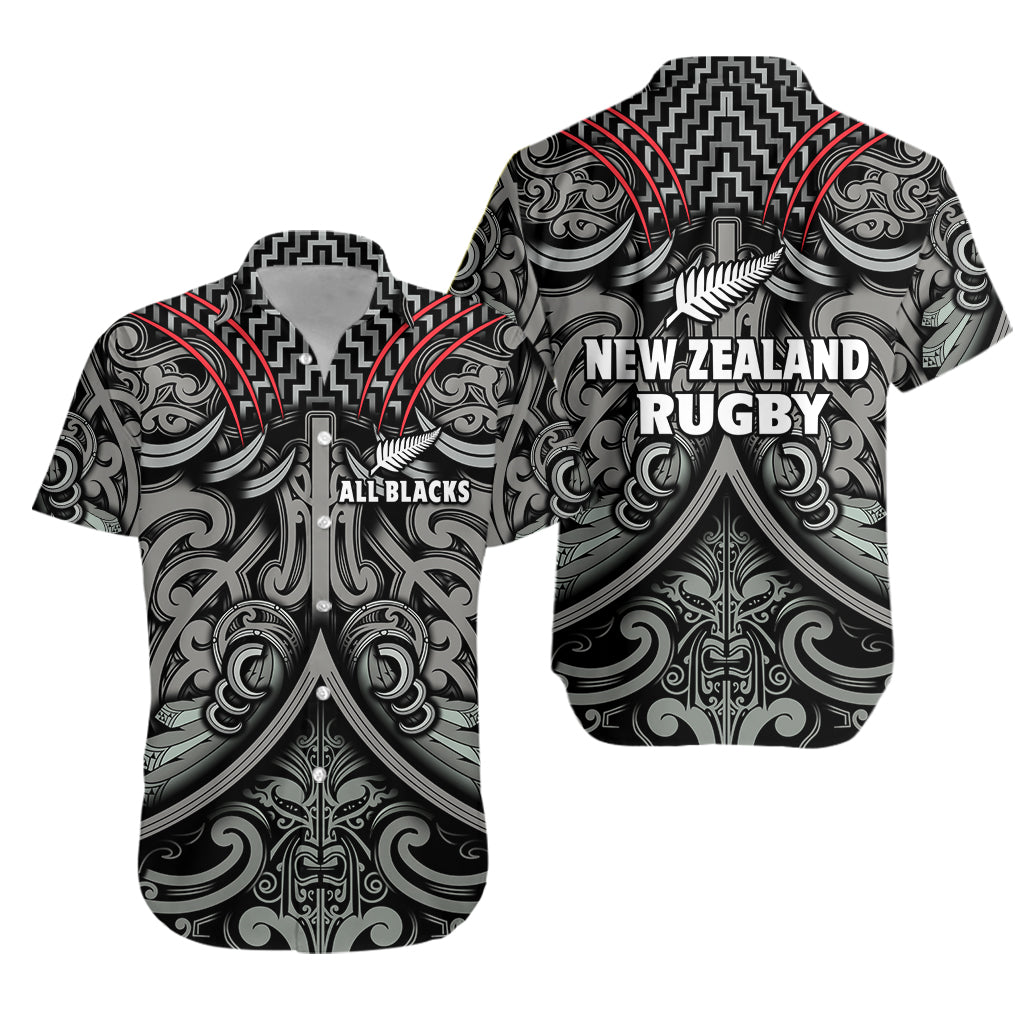 New Zealand Silver Fern Rugby Hawaiian Shirt All Black NZ Maori Pattern