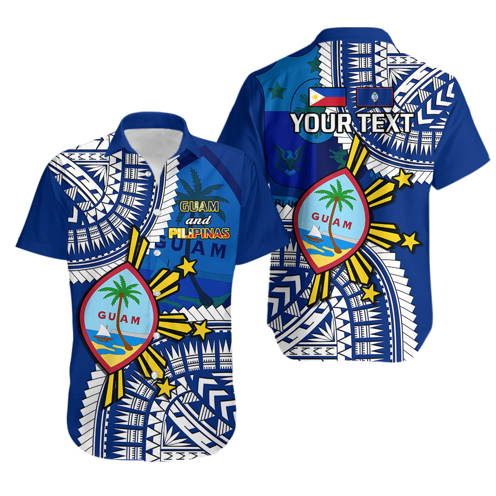 (Custom Personalised) Guam and Philippines Matching Outfit For Couple Combo Dress and Hawaiian Shirt Guaman Filipinas Together Blue