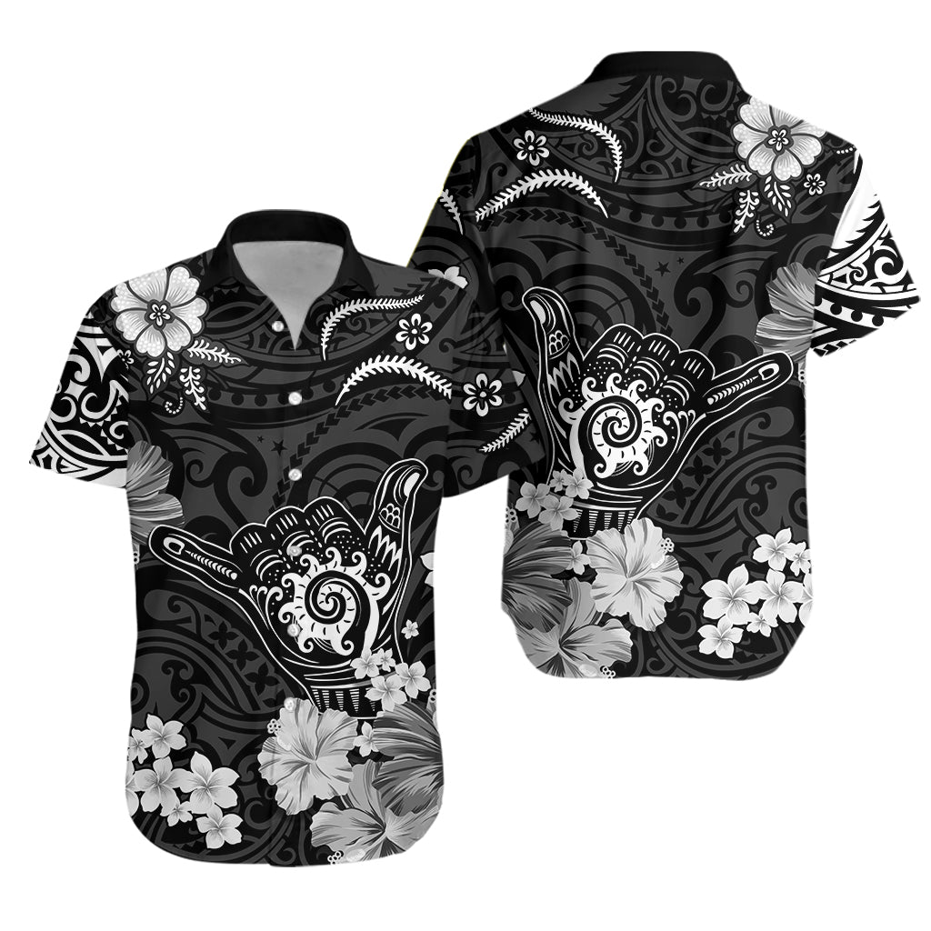 Hawaii Hawaiian Shirt Polynesia Black Cool Shaka Sign