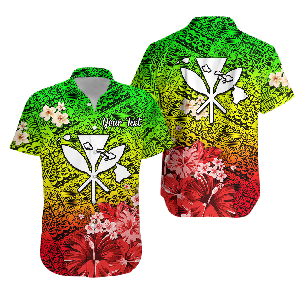 Custom Personalised Hawaii Hawaiian Shirt Map and Turtle Reggae Flowers