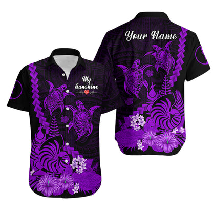 (Custom Personalised) Matching Outfits For Couples New Caledonia Valentine Couple Dress And Hawaiian Shirt My Sunshine Polynesia Turtle Purple