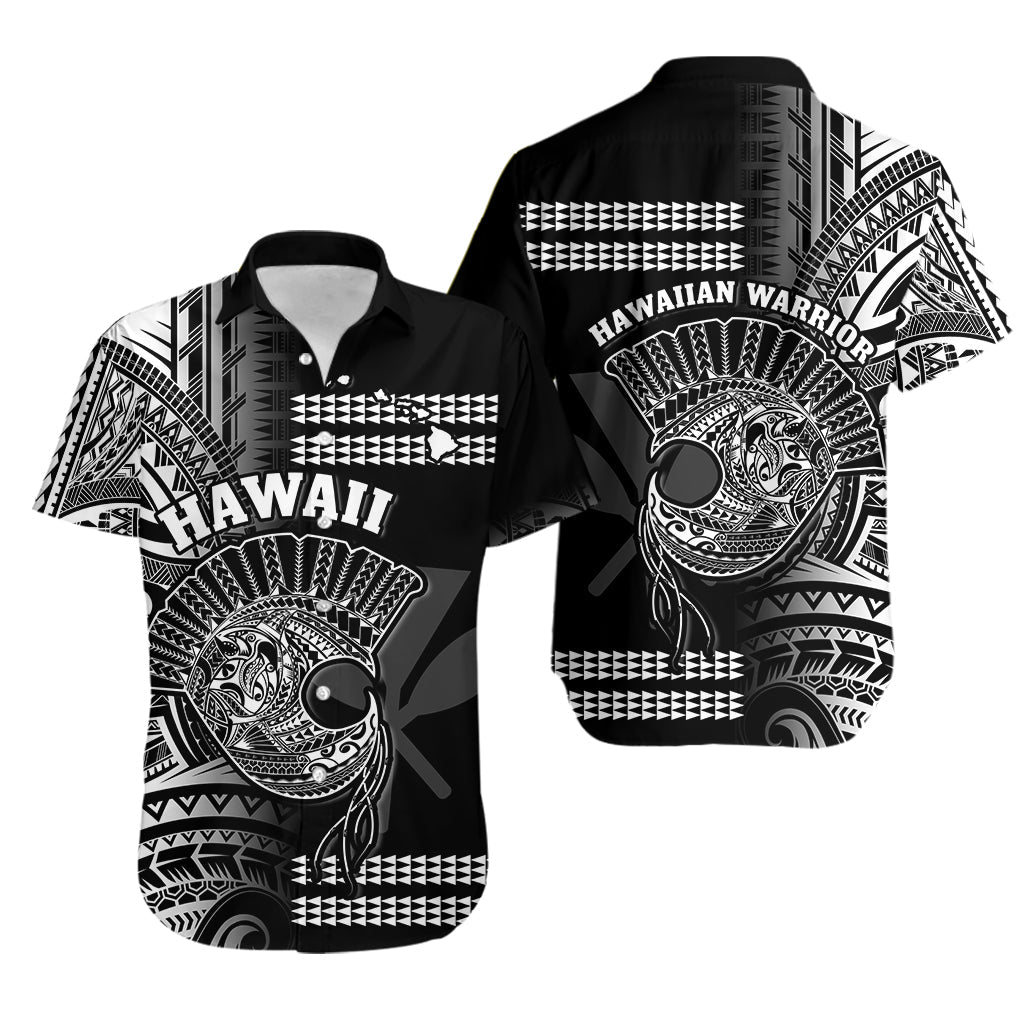 Hawaii Hawaiian Shirt Kakau Warrior Helmet Gradient White Polynesian