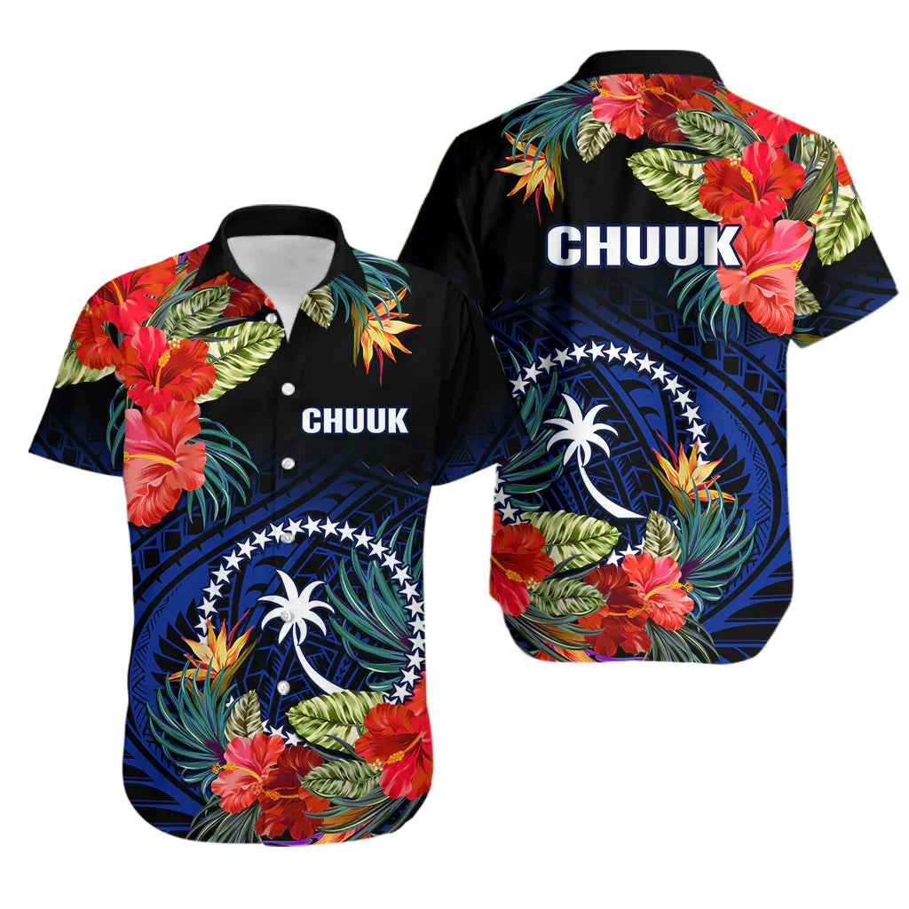 Chuuk State Hawaiian Shirt FSM Hibiscus Flowers Mix Polynesian