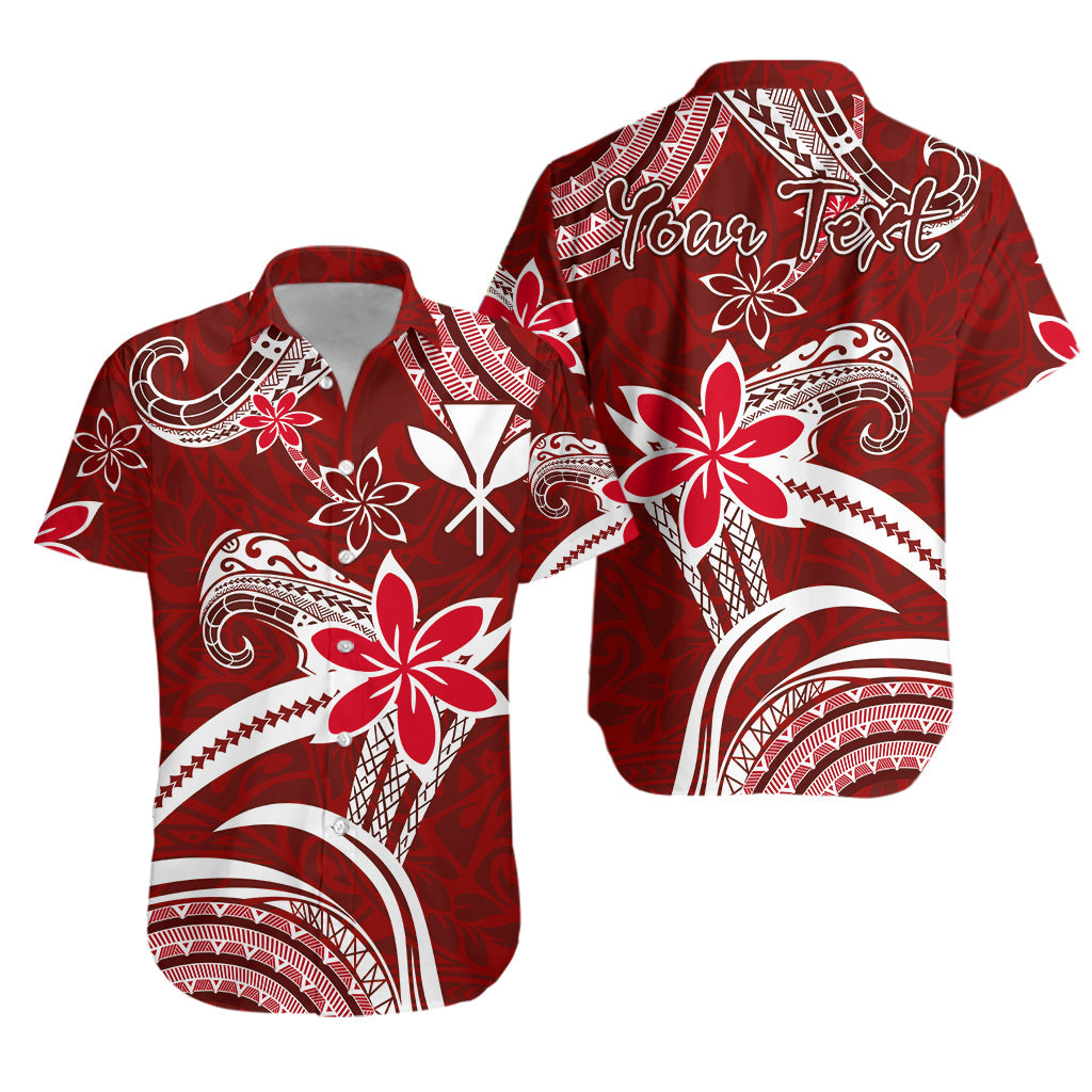 Custom Personalised Hawaii Flowers Wave Hawaiian Shirt Kanaka Maoli Red Polynesian
